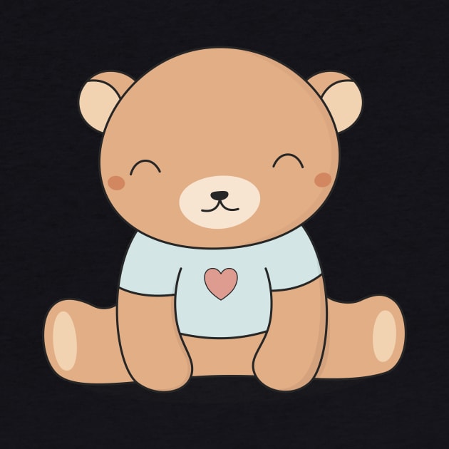 Kawaii Cute Brown Teddy Bear by wordsberry